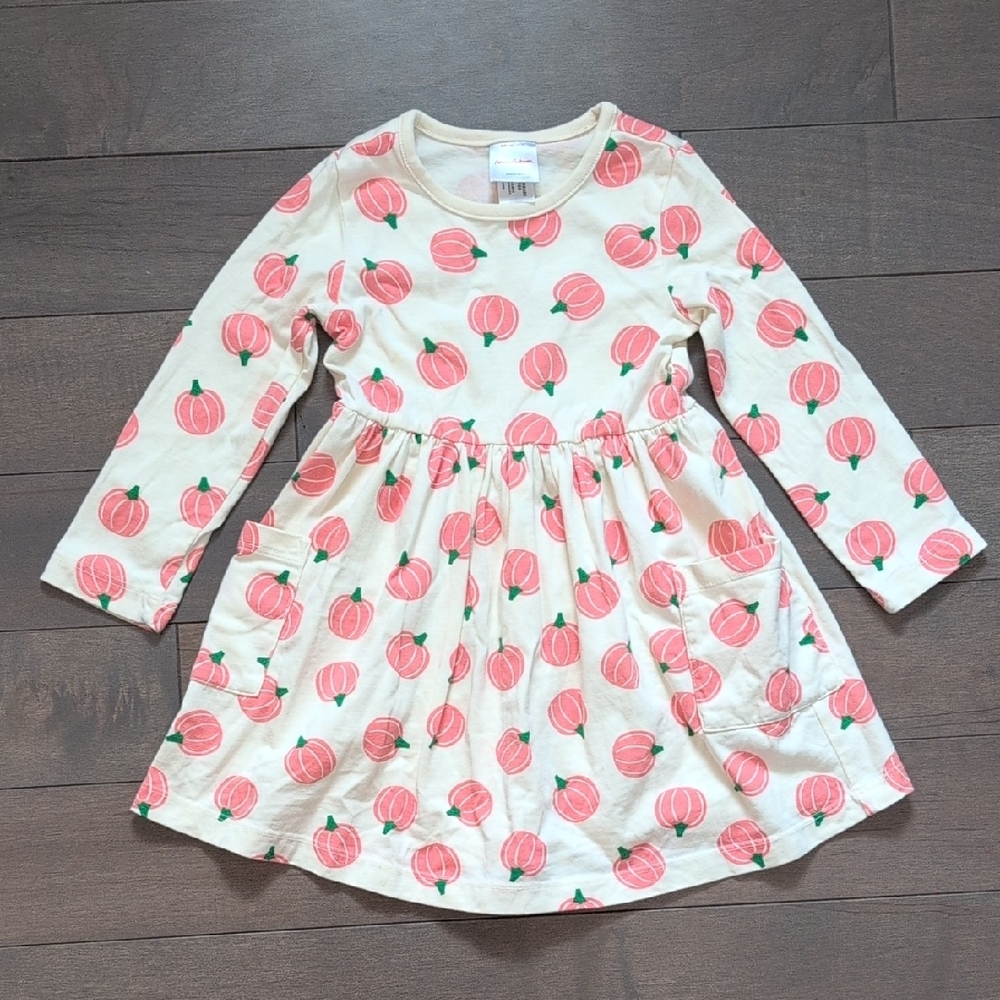 Hanna Andersson 3T Pumpkin Long Sleeve Playground Dress with Pockets